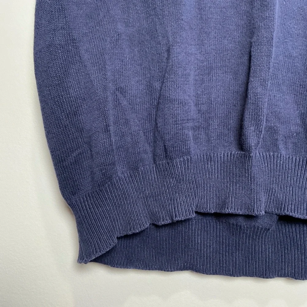 Brooks Brothers Brooks Golf Sweater Vest V-Neck Cotton Mens L Navy Blue USA